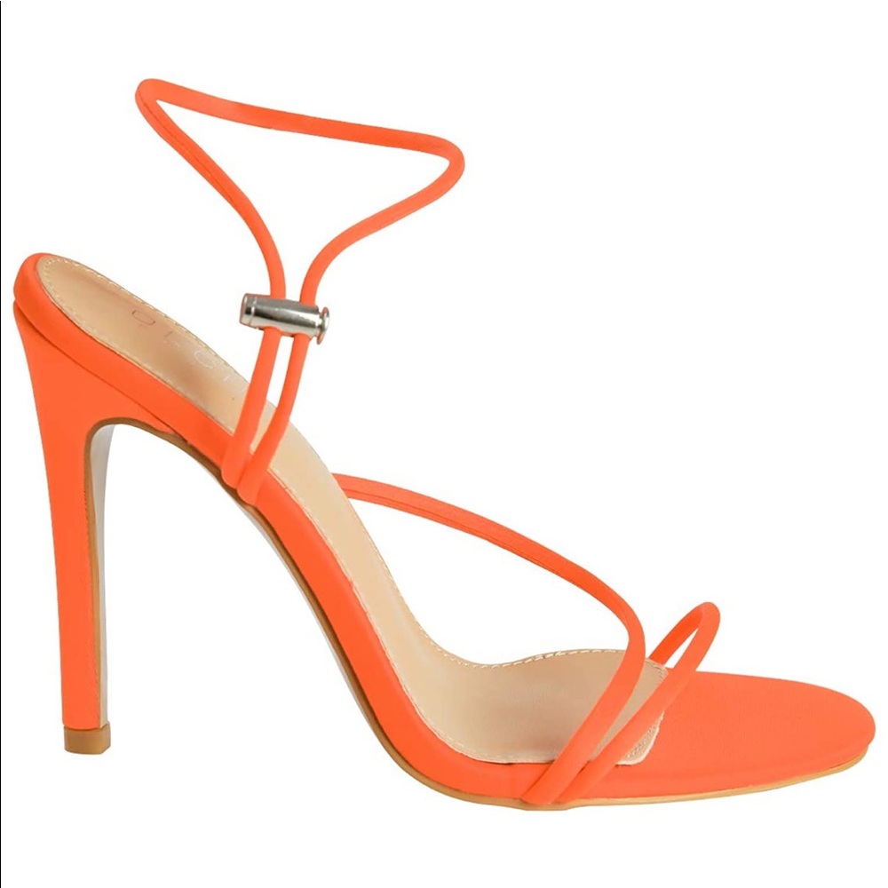 Orange Neon heels with adjustable strap